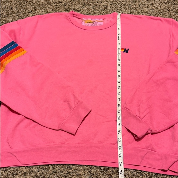 Aviator Nation Pink Sweatshirt with Multicolor Stripes - Picture 3 of 5